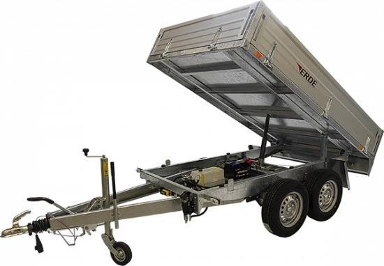 REM11 Remorque Benne pompe électrique freinée 2 essieux RJ renforcée 303x162x35 – Image 1